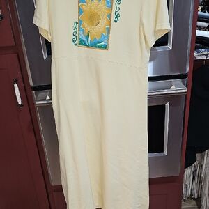 Yellow Maxi Dress with Sunflower Design
